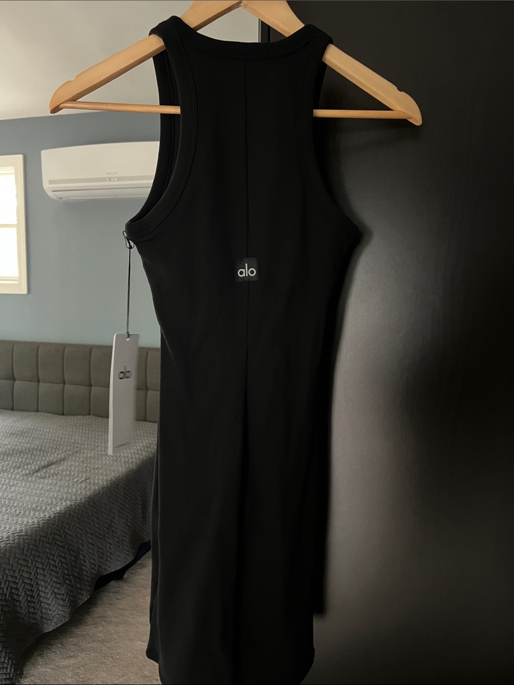 ALO Yoga Black Ribbed Tank Midi Dress - Picture 3 of 6